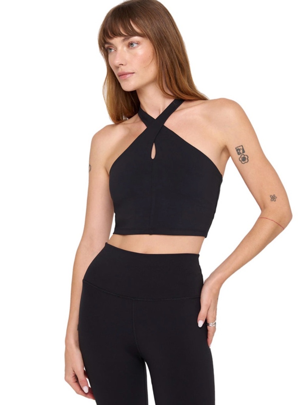 Spiritual Gangster Jules Cross Neck Crop Tank Black L NWT